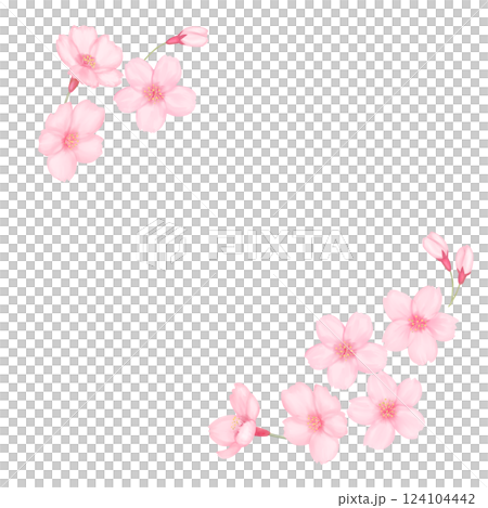 水彩風格逼真的櫻花框架 124104442