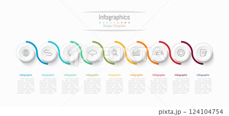 Infographic 9 options design elements for your business data. Vector Illustration. 124104754