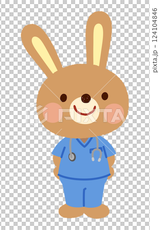 スクラブを着たウサギのお医者さん スクラブを着たウサギのお医者さん 124104846