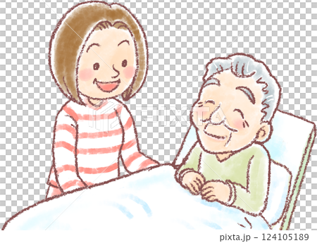 中年女兒安慰年邁的父親 中年女兒安慰年邁的父親 124105189