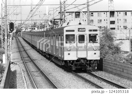 東急8500系、8501を先頭にした8両、つきみ野行き、宮崎台－宮前平、1982年7月1日 124105318