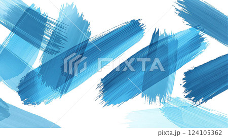 白背景に抽象的な水色のブラシストロークのイラスト 124105362