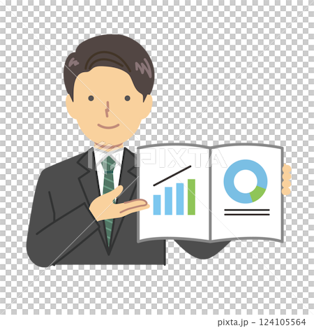 A man showing data from a document 124105564