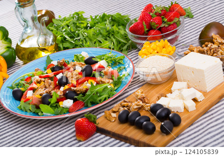 Image of ready-made salad and its ingredients Image of ready-made salad and its ingredients 124105839