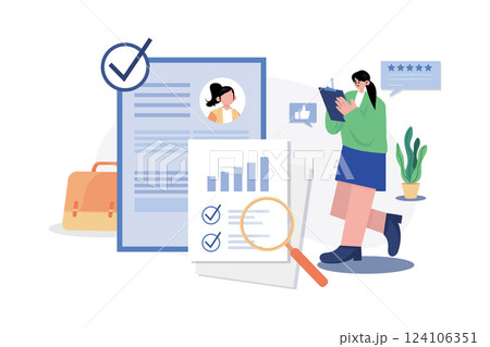 Management Evaluation Illustration concept. A flat illustration isolated on white background Management Evaluation Illustration concept. A flat illustration isolated on white background 124106351