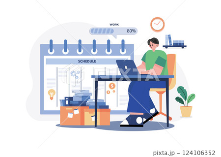 Business Employees Maintain A Schedule Illustration concept. A flat illustration isolated on white background 124106352