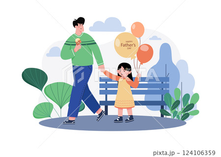 Dad Celebrates Father's Day By Taking His Kids For A Walk 124106359