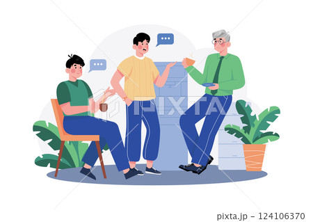 Male employees chatting with each other Male employees chatting with each other 124106370
