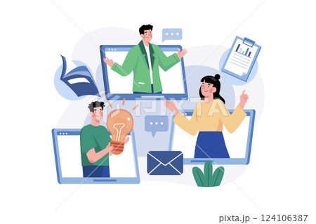 Online Business Conference Illustration concept. A flat illustration isolated on white background 124106387