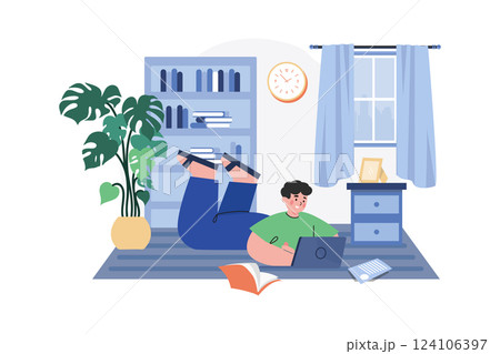 Freelancer Doing Work From Home Freelancer Doing Work From Home 124106397