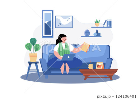 Women Working Remotely At Home Women Working Remotely At Home 124106401
