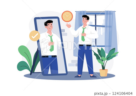 Man Getting Ready For Office Illustration concept. A flat illustration isolated on white background 124106404