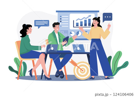 Business Meeting Illustration concept. A flat illustration isolated on white background 124106406