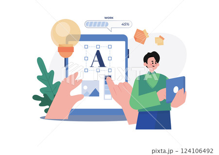 Male Working On The Creative Idea On A Tablet 124106492