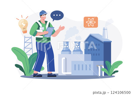 Nuclear Engineer Illustration concept. A flat illustration isolated on white background Nuclear Engineer Illustration concept. A flat illustration isolated on white background 124106500