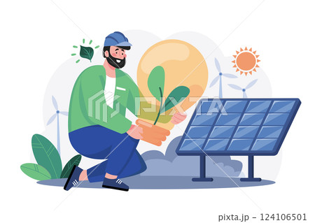 Environmental Engineer Illustration concept. A flat illustration isolated on white background 124106501
