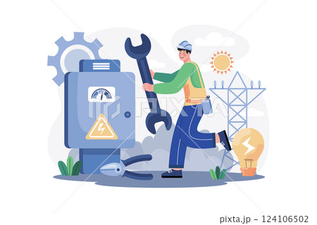 Electrical Engineer Illustration concept. A flat illustration isolated on white background 124106502