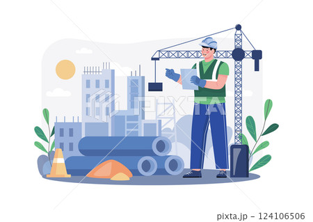 Civil Engineer Illustration concept. A flat illustration isolated on white background 124106506