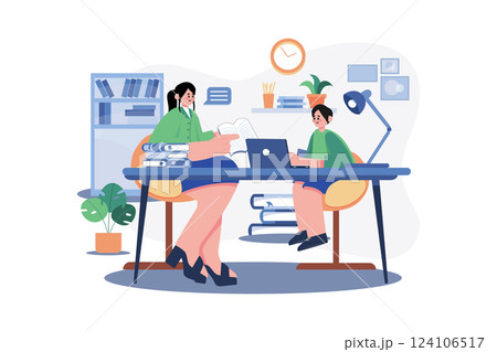 Tutor Illustration concept. A flat illustration isolated on white background 124106517
