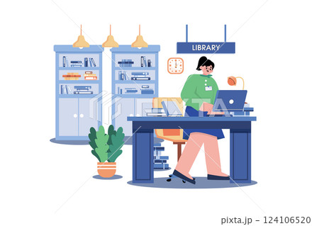 Librarian Illustration concept. A flat illustration isolated on white background Librarian Illustration concept. A flat illustration isolated on white background 124106520