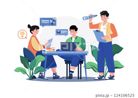 Supervisor Illustration concept. A flat illustration isolated on white background 124106525