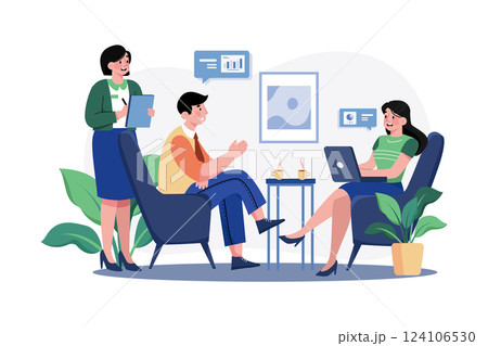 Assistant Manager Illustration concept. A flat illustration isolated on white background 124106530