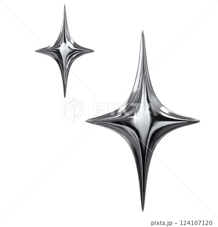 メタルクロームな3Dイラスト キラキラ メタルクロームな3Dイラスト キラキラ 124107120