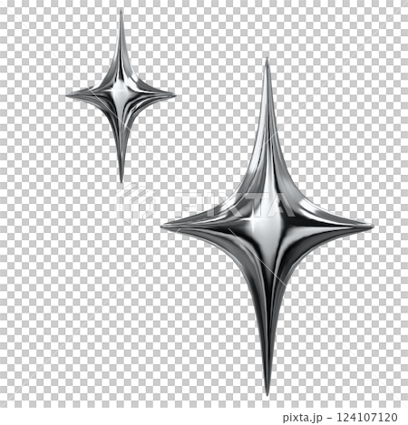 メタルクロームな3Dイラスト キラキラ メタルクロームな3Dイラスト キラキラ 124107120