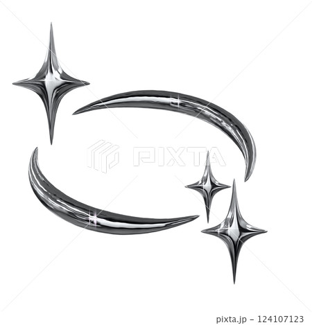 メタルクロームな3Dイラスト キラキラ メタルクロームな3Dイラスト キラキラ 124107123