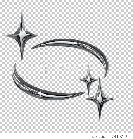 メタルクロームな3Dイラスト キラキラ メタルクロームな3Dイラスト キラキラ 124107123