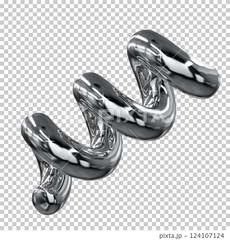 Metal chrome 3D illustration spring Metal chrome 3D illustration spring 124107124