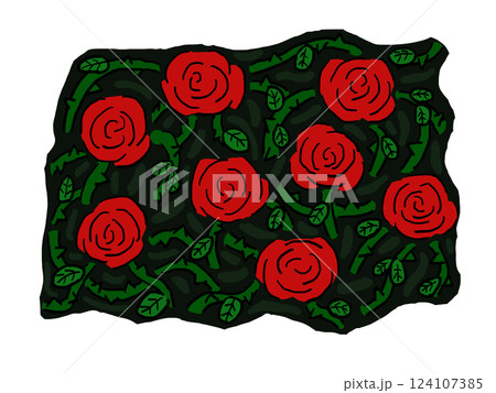 赤いバラの木立ち 124107385