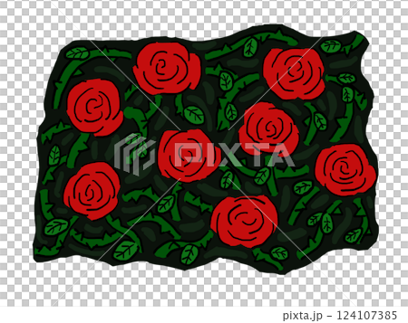 赤いバラの木立ち 124107385