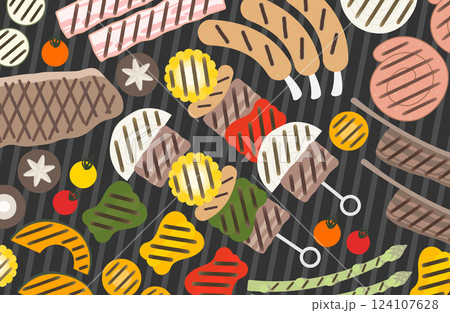 バーベキューのベクターイラスト シンプル BBQ キャンプ アウトドア バーベキューのベクターイラスト シンプル BBQ キャンプ アウトドア 124107628