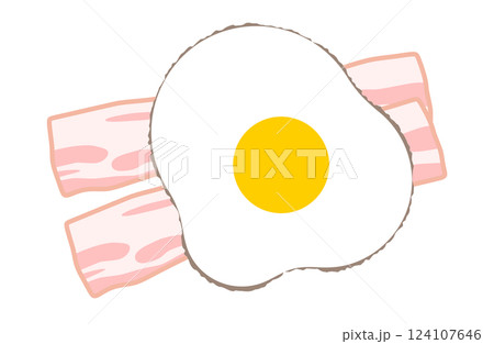 ベーコンエッグのベクターイラスト シンプル  目玉焼き 朝食 朝ごはん 124107646