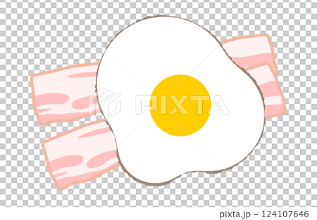 ベーコンエッグのベクターイラスト シンプル  目玉焼き 朝食 朝ごはん 124107646