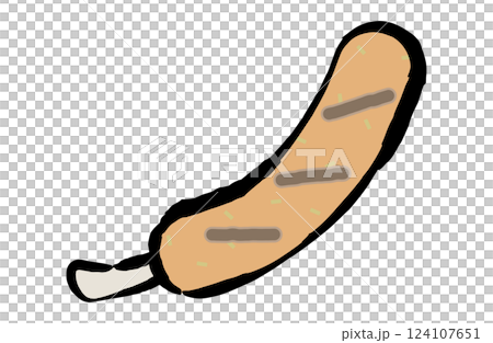 Vector illustration of bone-in sausage Simple brush-drawn brush-drawn processed meat Vector illustration of bone-in sausage Simple brush-drawn brush-drawn processed meat 124107651