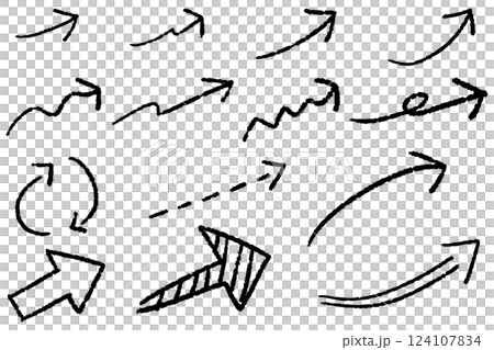Simple hand-drawn arrow illustration set 124107834