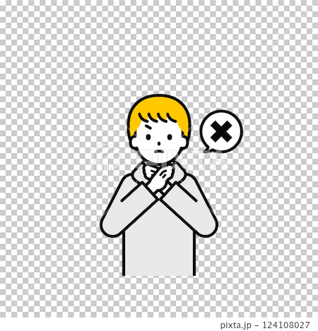 上半身のポーズ_シンプルな私服の男の子14 124108027