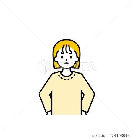 上半身のポーズ_シンプルな私服の女の子15 124108048