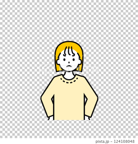 上半身のポーズ_シンプルな私服の女の子15 124108048