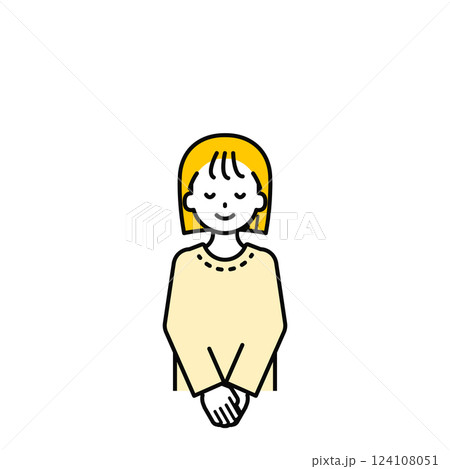 上半身のポーズ_シンプルな私服の女の子18 124108051