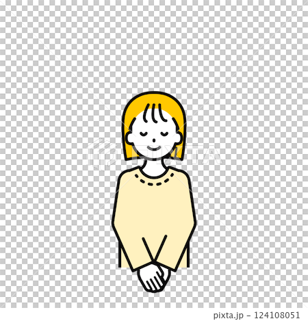 上半身のポーズ_シンプルな私服の女の子18 124108051