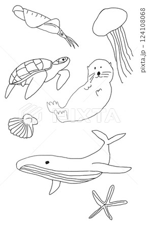 海の生き物簡単いらうと 124108068