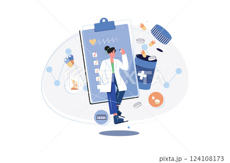 Medical Researcher studying patient data. 124108173