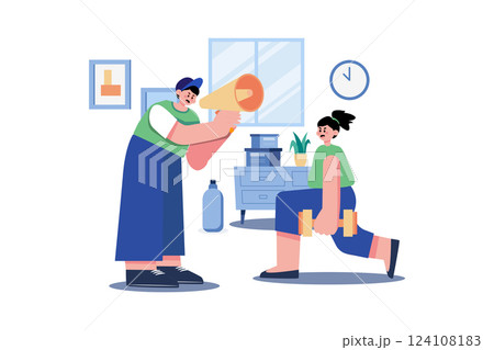 Personal Trainer Illustration concept. A flat illustration isolated on white background Personal Trainer Illustration concept. A flat illustration isolated on white background 124108183