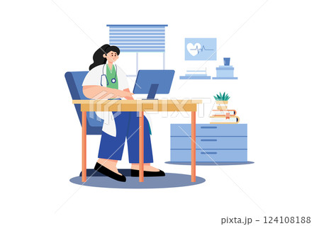 Doctor Illustration concept. A flat illustration isolated on white background Doctor Illustration concept. A flat illustration isolated on white background 124108188