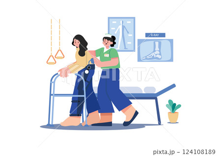 Physical Therapist Illustration concept. A flat illustration isolated on white background Physical Therapist Illustration concept. A flat illustration isolated on white background 124108189
