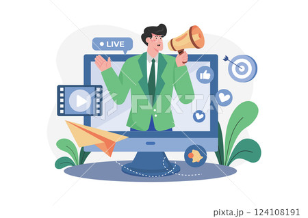 Communications Director Illustration concept. A flat illustration isolated on white background 124108191