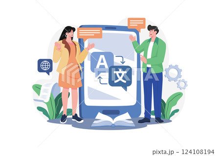 Translator Illustration concept. A flat illustration isolated on white background 124108194